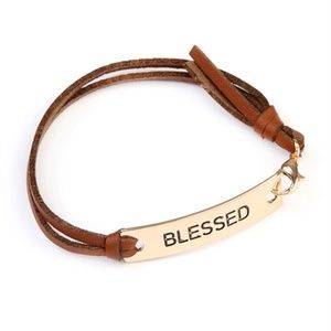 STO-G GOLD BLESSED LEATHER CLASP BRACELET